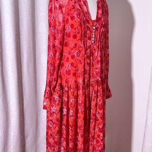 Free People Red and Pink Maxi Dress